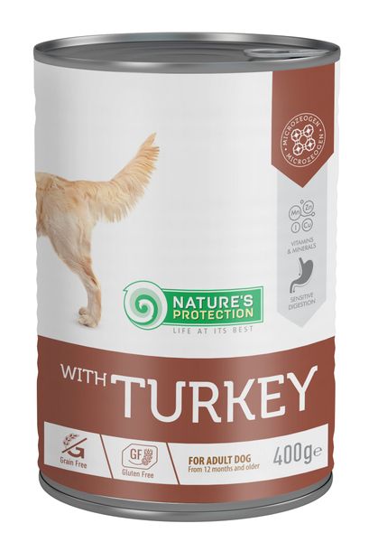 Вологий корм для дорослих собак з індичкою Nature's Protection Nature’s Protection with Turkey 101г-500г (4771317456014) 70174953 фото