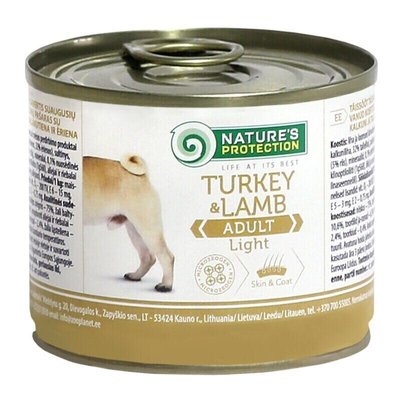 Вологий корм для дорослих собак схильних повноти з індичкою та ягнятиною Nature's Protection Adult Light Turkey&Lamb 200г (4771317245199) 70174723 фото