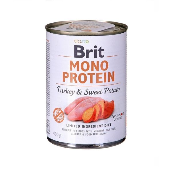 Влажный корм Brit Mono Protein Dog 400г с индейкой и бататом для собак (8595602555390) 301902 фото