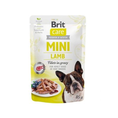 Вологий корм Brit Care Mini пауч 85г філе в соусі з ягням для собак (8595602534401) 301399 фото