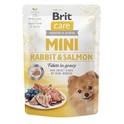 Вологий корм Brit Care Mini пауч 85г філе кролик та лосось в соусі (8595602534432) 302409 фото