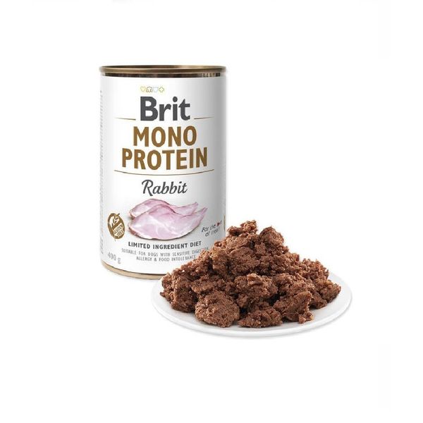 Вологий корм Brit Mono Protein Dog 400 г йоз кроликом для собак (8595602555376) 301903 фото